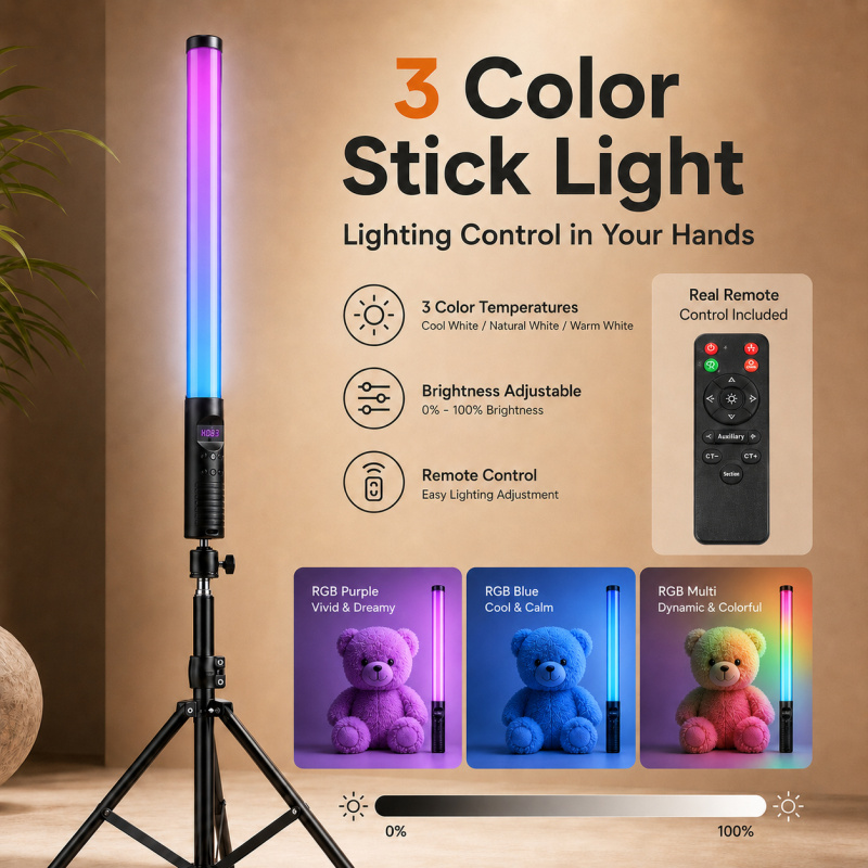 Torjim Rgb Photography Video Lighting - Портативная RGB-видеолампа-палка, светодиодный заполняющий свет для
