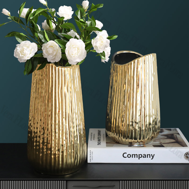 Photography Lighting Home - Скандинавская керамическая ваза с позолотой и
